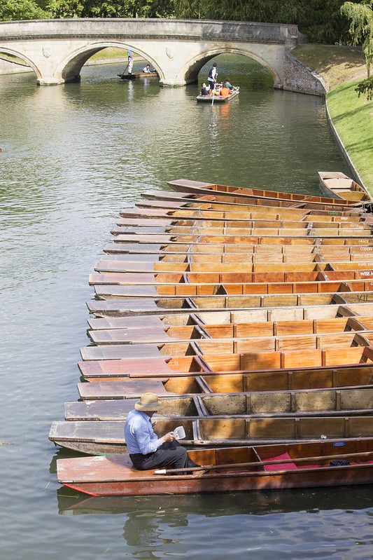 Punting on the river cam in Cambridge