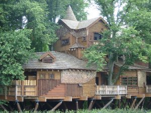 Large treehouse in the woods