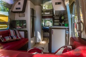 Inside Airstream with modern facilities