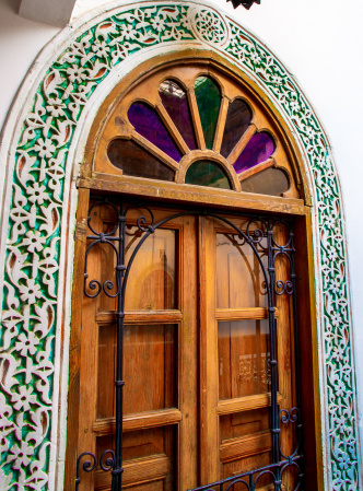 Beautiful doorways at Riad Laayoun, Fes, Morocc