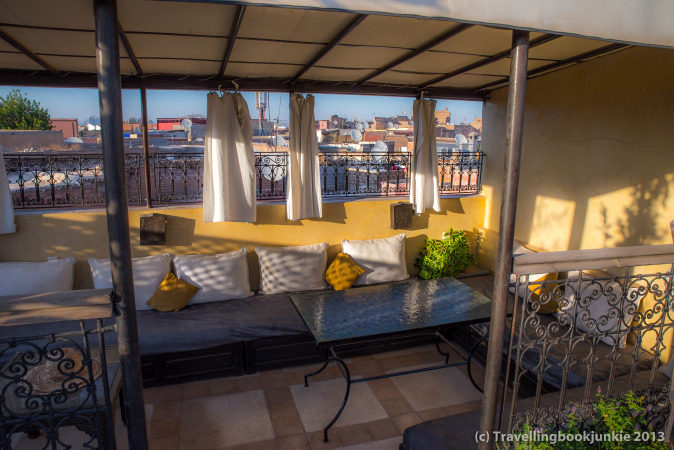 Covered Roof Terrace at Riad Cinnomon, Marrakech, morocco