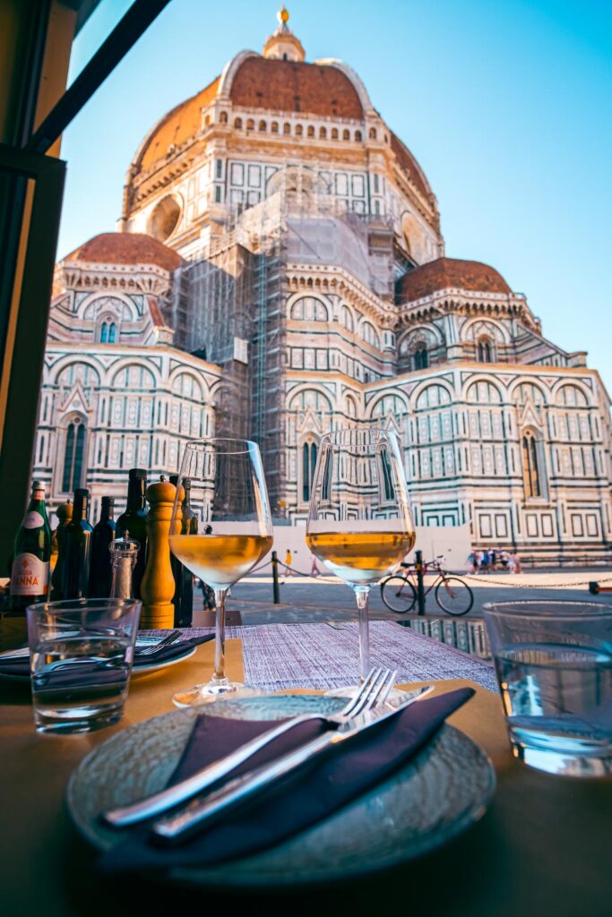 A view of the Duomo while enjoying a glass of wine
