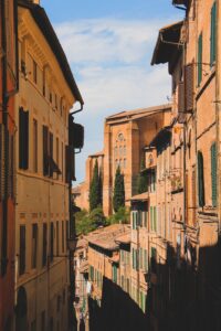 The streets and houses of Siena, Tuscany, Italy.