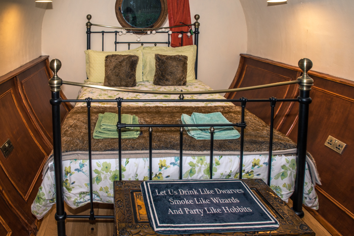 One of the two double rooms in Pod Hollow at West Stow Pods in Bury St Edmunds