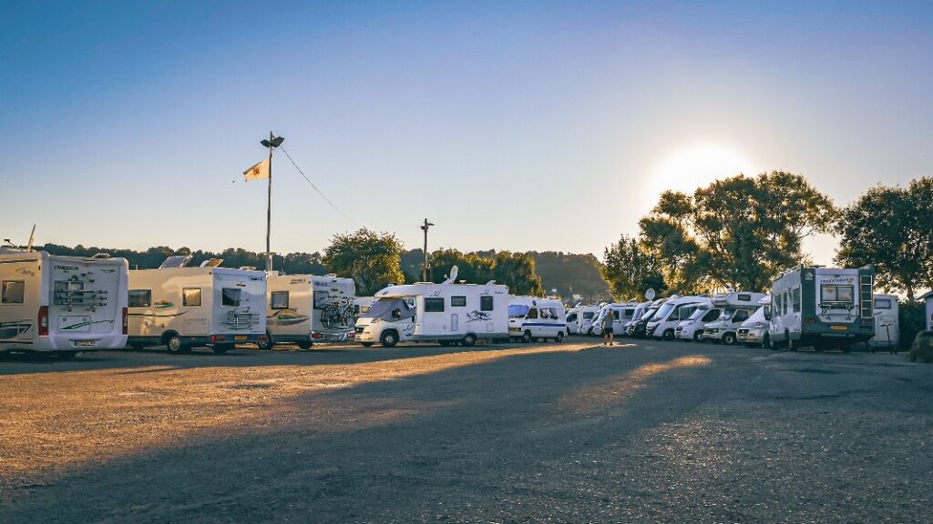 The camping aire at Honfleur in Northern France
