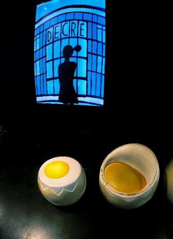 Eggcups for seats, Le Nid, Nantes, France, Bar, Tour Bretagne, sunset