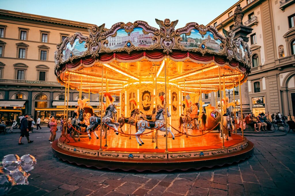 The Piazza della Repubblica in Florence, Tuscany, Italy
