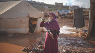 No Land to Light on by Yara Zgheib highlights the struggles faced by so many today when trying to find a safe place to live.