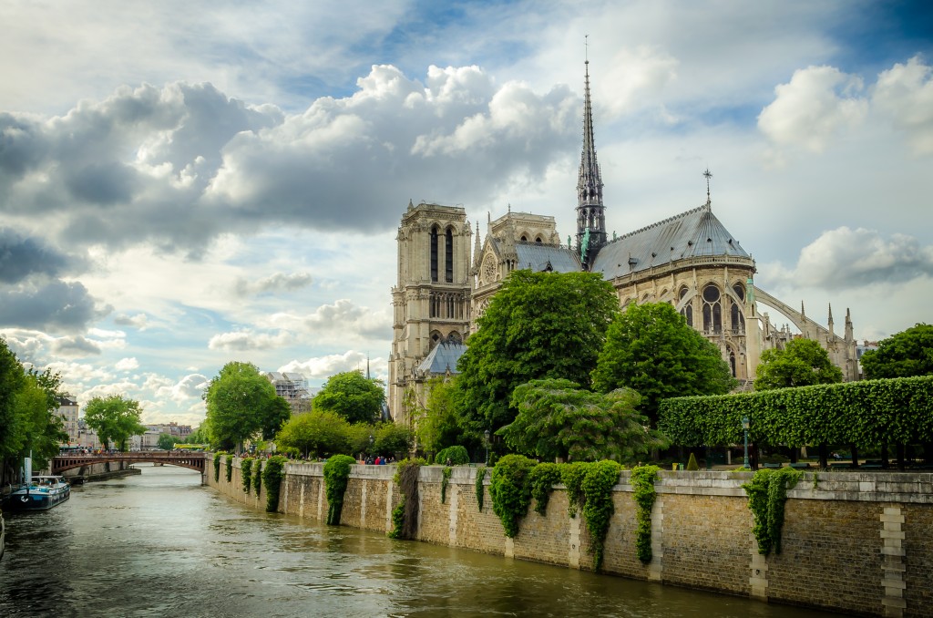 A view of Notre Dame Cathedral from the River Seine