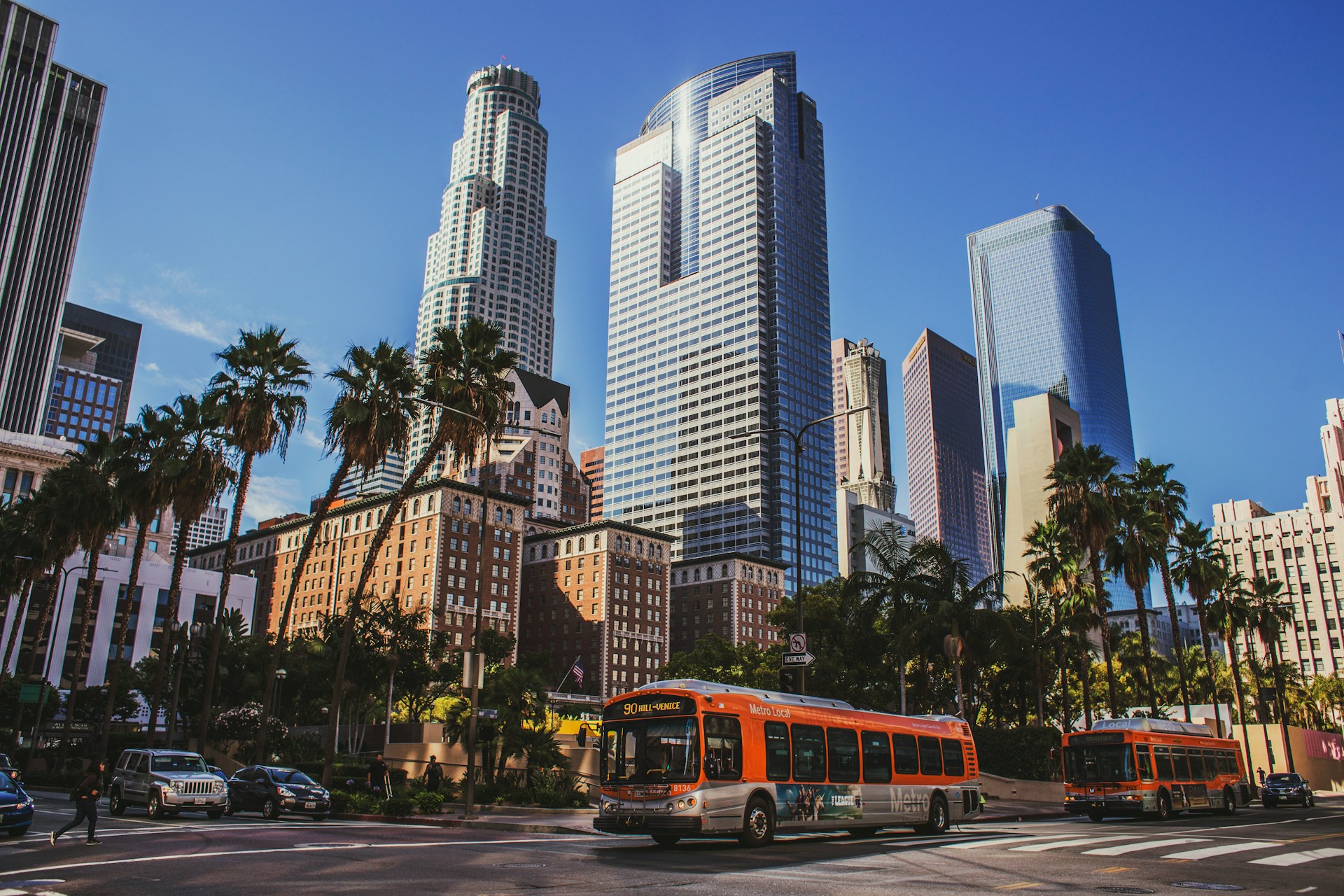 The Los Angeles city skyline