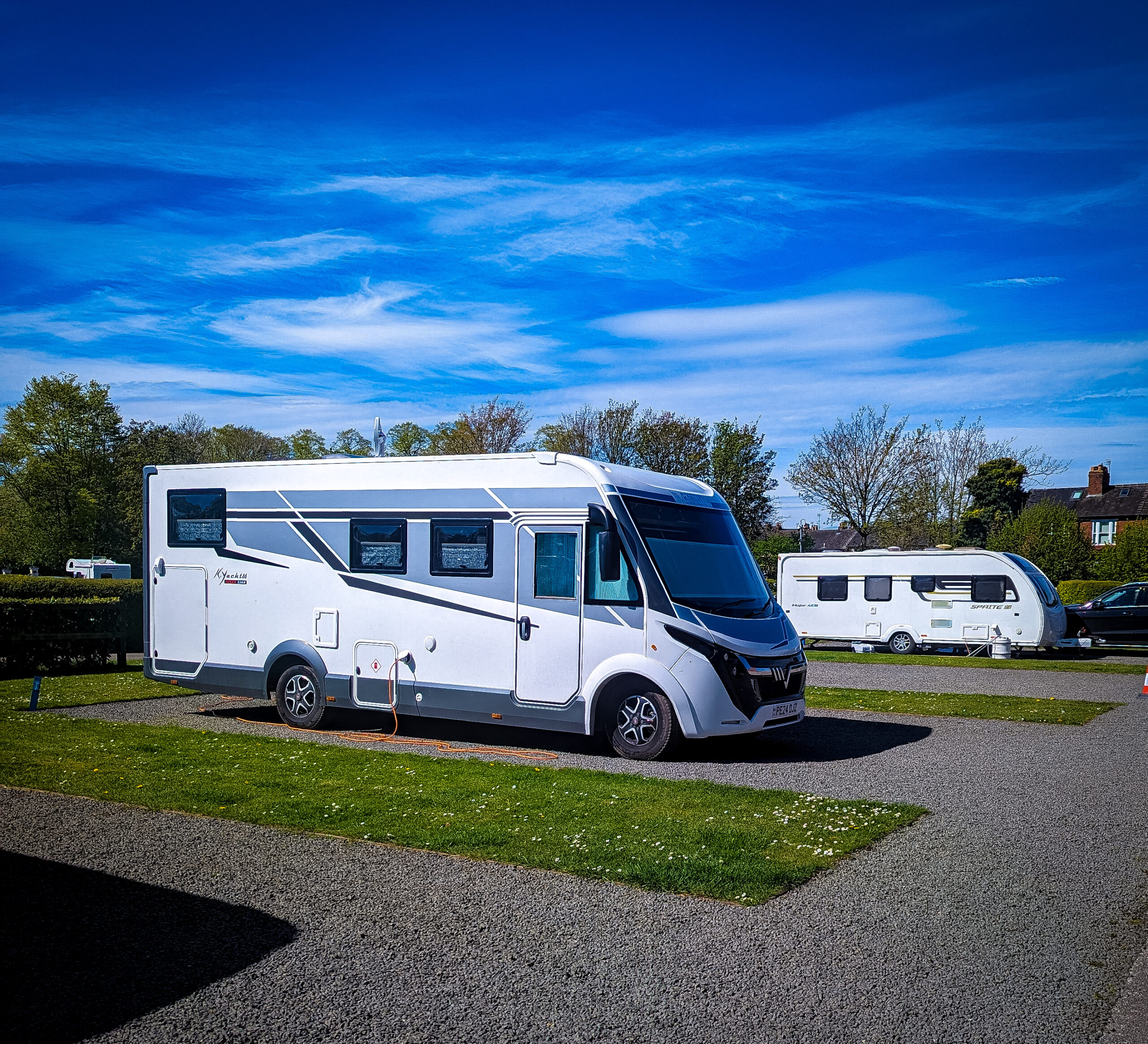 The pitches on the Rowntree Motorhome Campsite in York