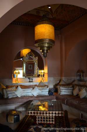 Cosy seating area inside Riad Camilia, Marrakech, Morocco