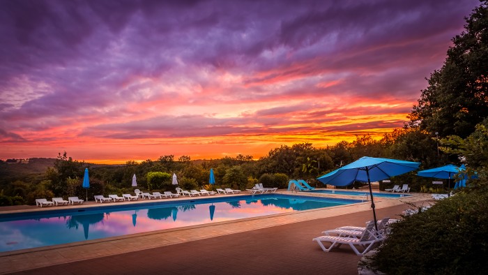swimming, pool, sunset, france, southern, camping, view, amazing,