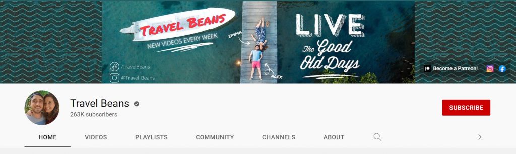 Travels Bean is a Youtube channel where a young couple have both a converted van in the UK and a motorhome camper in the US.